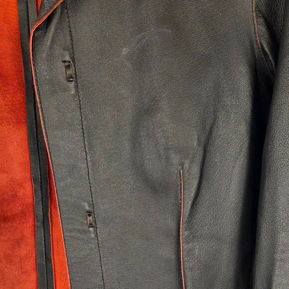 ✨ Madison Studio Genuine Leather Jacket – Black with Red Suede Lining ✨ - Picture 10 of 10